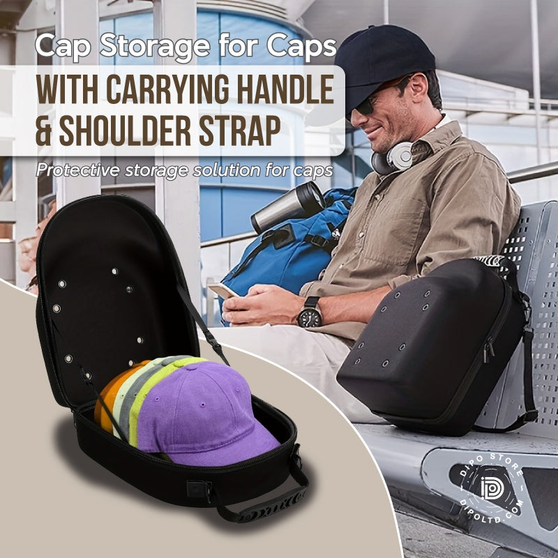 Cap Storage for Caps with Carrying Handle & Shoulder Strap