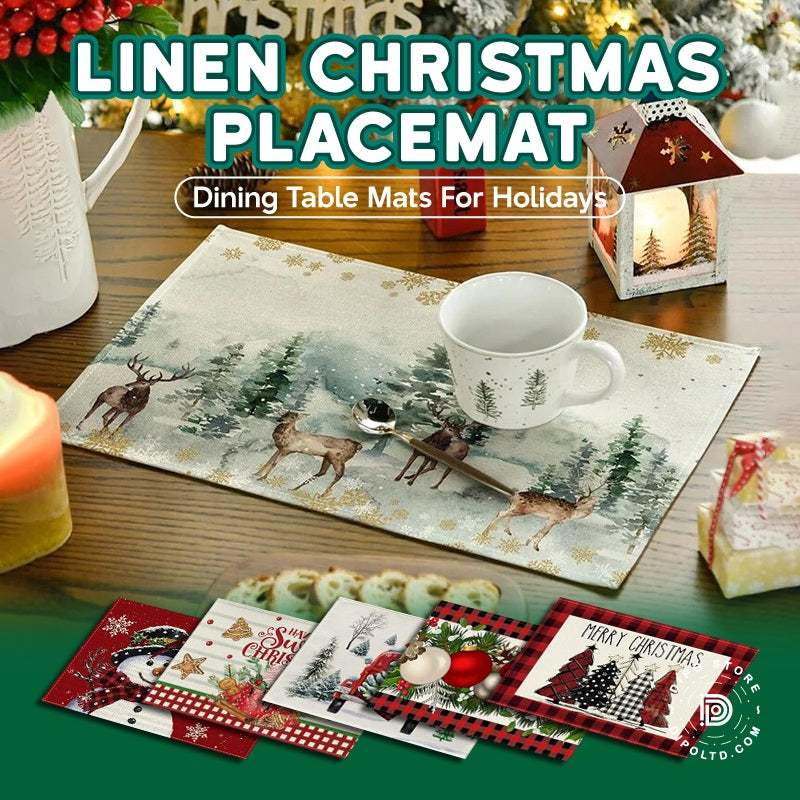 4Pcs Linen Christmas Placemat 🎄
