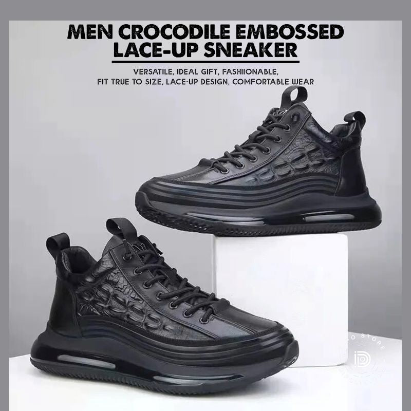 SALE OFF 49% 🔥Men Crocodile Embossed Lace-up Sneaker