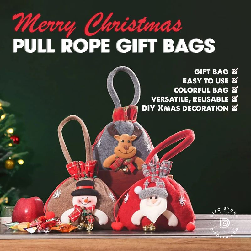 🎉 Last Day Promotion-49% OFF 🎉 Merry Christmas Pull Rope Gift Bags